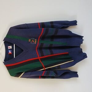 VINTAGE TAIL COTTON GOLF KNIT V-NECK SWEATER